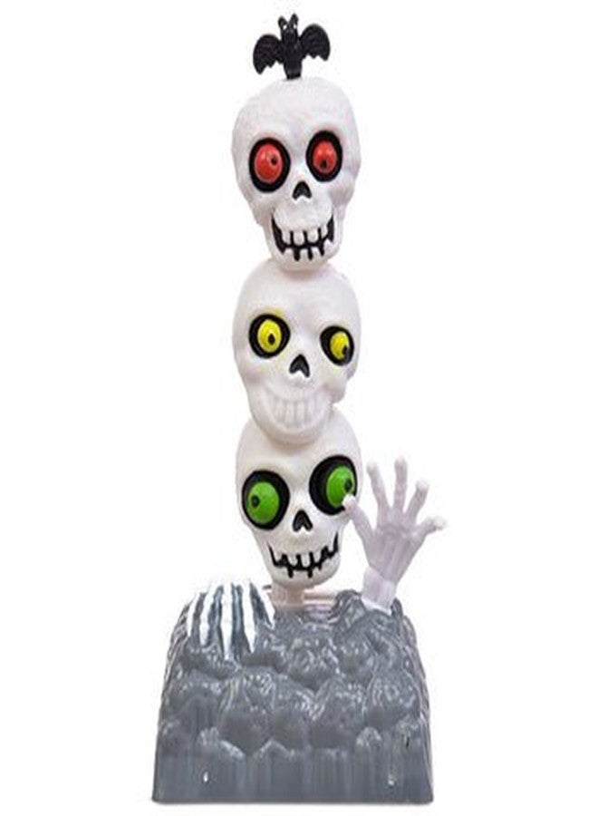 Greenbrier Solar Powered Moving Dancing Halloween Skeleton (Bug Eyed) Totem Pole SKULLS - Image 1